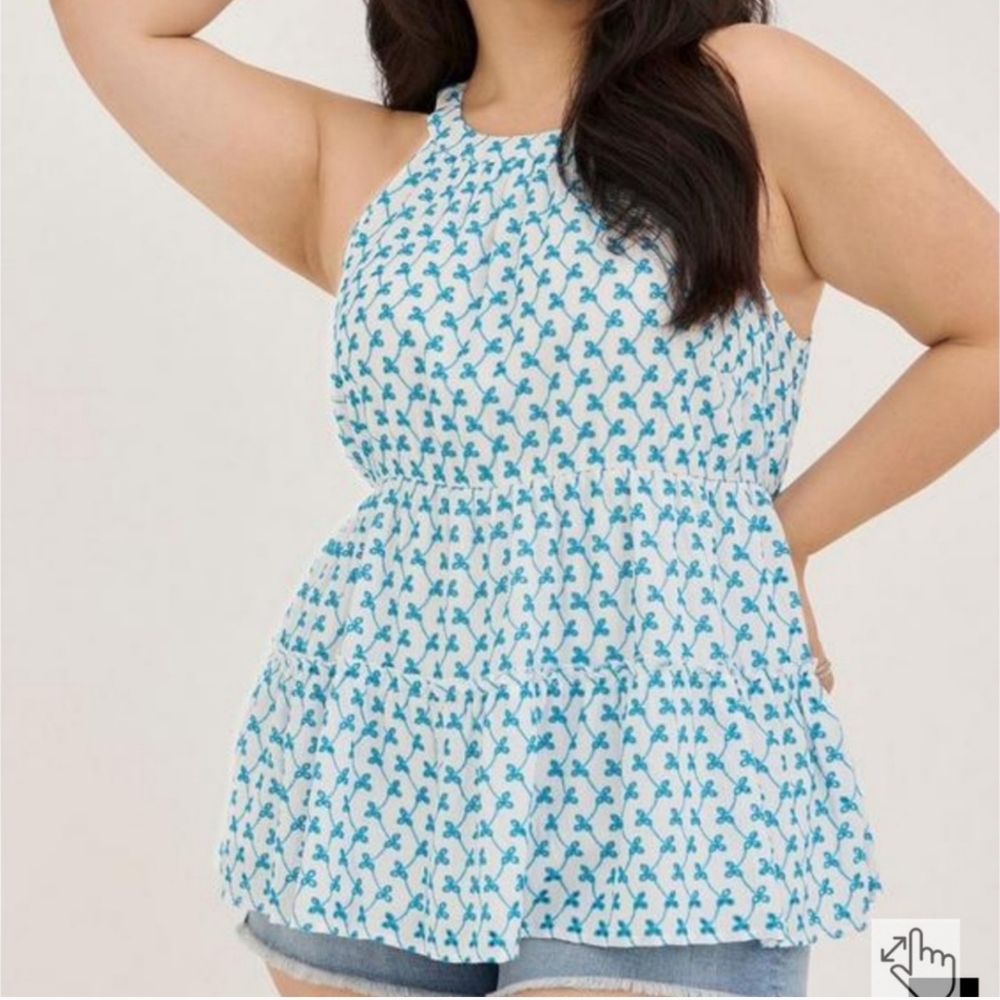 {0X/L/12} NWT TORRID Babydoll Eyelet Tiered Top